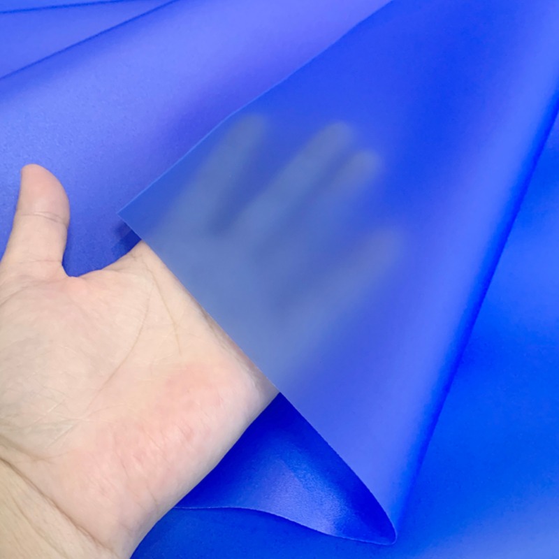 Dark blue matte TPU film used for outdoor hiking and mountaineering hydration bladders providing flexible durable and waterproof material for reliable performance in outdoor environments