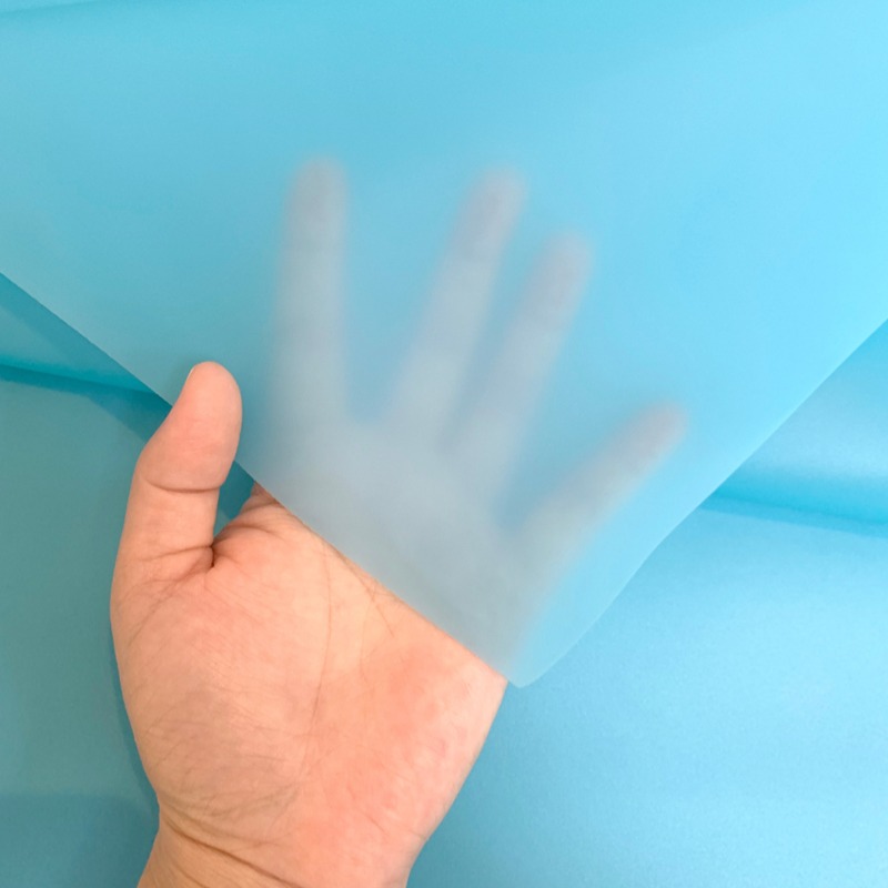 Light blue matte TPU film suitable for outdoor hiking and mountaineering hydration bladders featuring soft flexible waterproof and durable properties for reliable use in outdoor environments