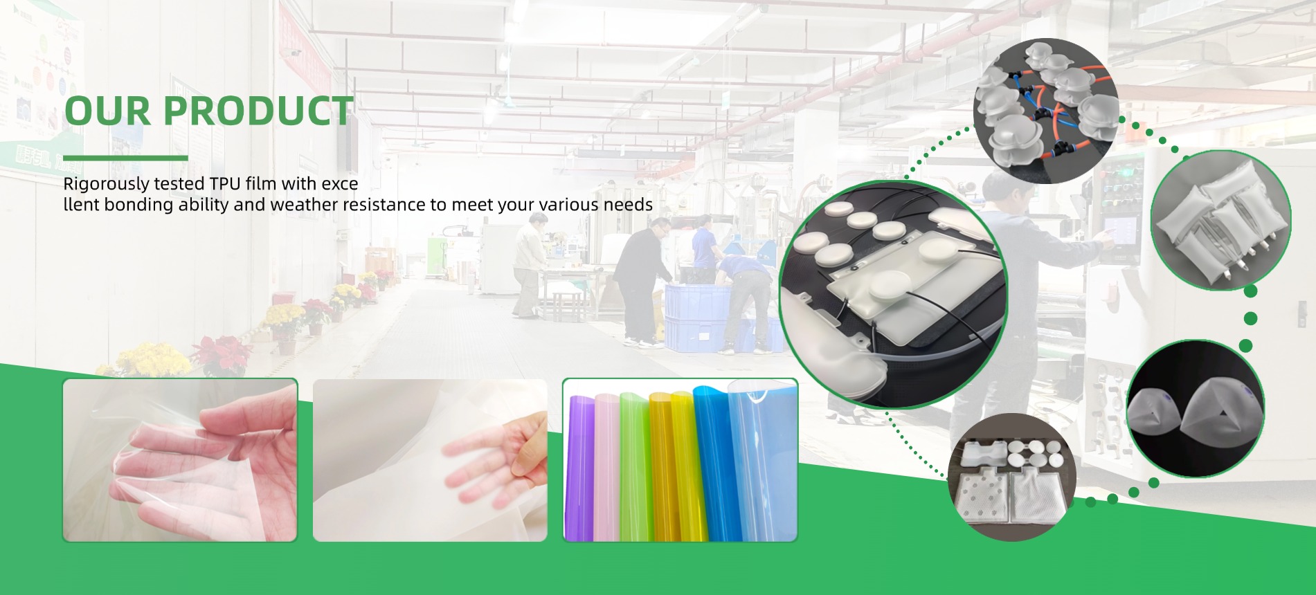 Rigorously tested TPU film from GreenTPU Factory, offering excellent bonding ability and weather resistance for various applications